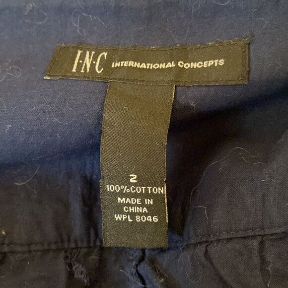 Navy Skirt with White Embroidery INC Summer Styling Size 2 - Picture 4 of 5